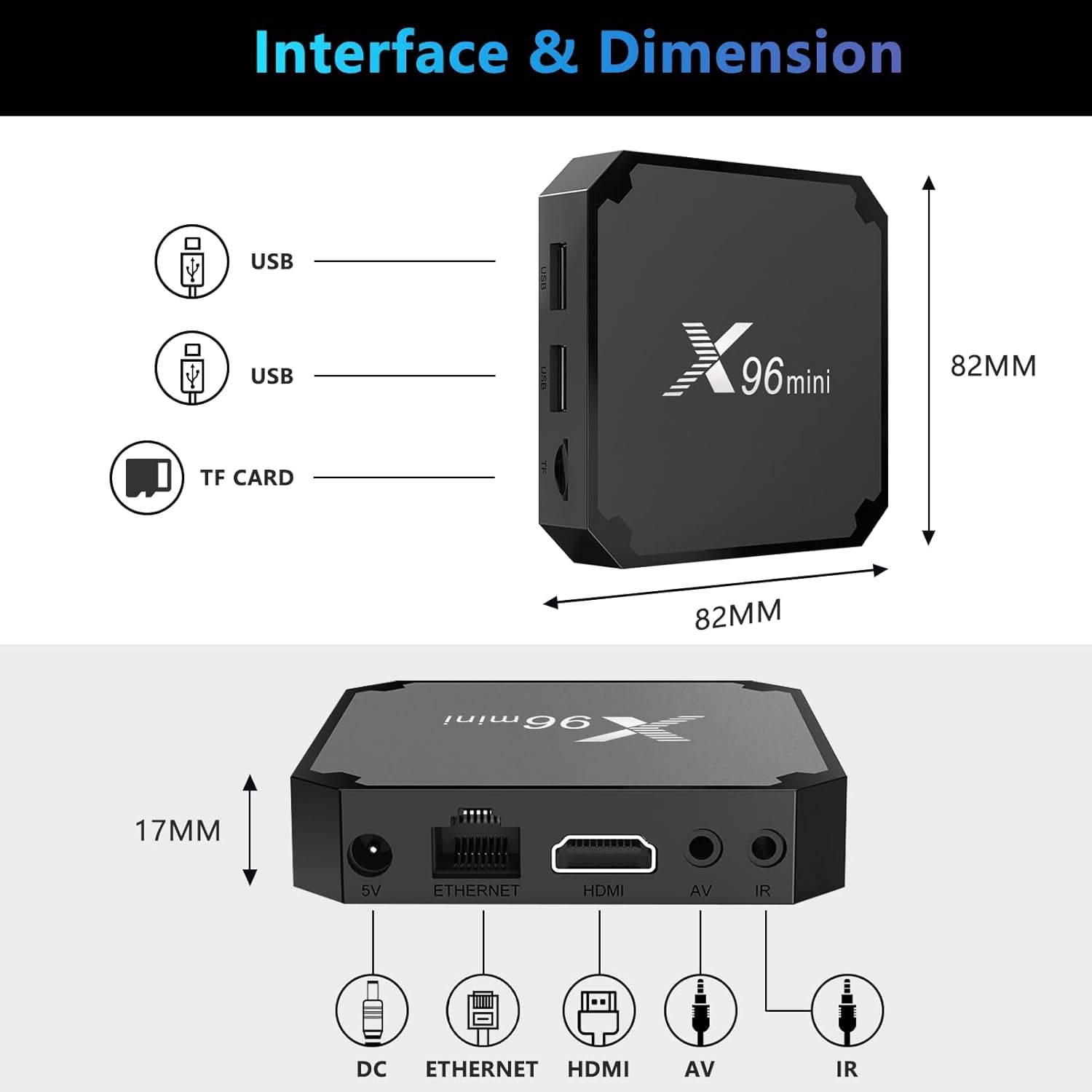 X96 Mini Smart TV Box 4 GB RAM i 64 GB ROM Box Android TV Box Media Player (Android 12.0) z pilotem i kablem HDMI, odtwarzacz multimedialny 4K Box TV