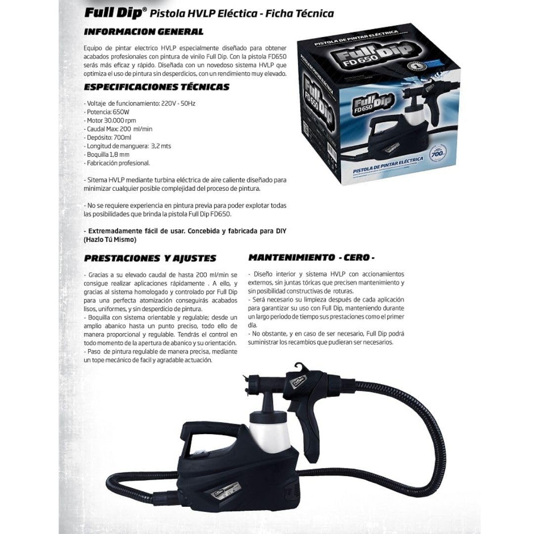 AutoFullCar Vinilo Líquido Full Dip Kit de Pintura con Pistola Eléctrica FD650 Pack Completo Para Pintar tu Coche y Superficies Automoción con Acabado Mate (Nardo Grey, Coche Berlina)