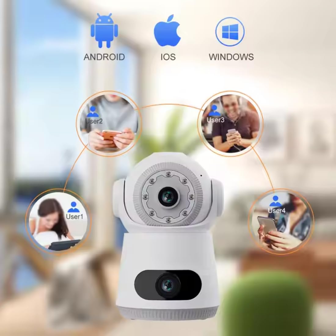 OneXsale Indoor, Dual Lens WiFi Cameras for Home Shop Security, Night Mode, Pet Camera with Phone App, 3MP Indoor Security Camera, Motion Detection, 2-Way Audio 3