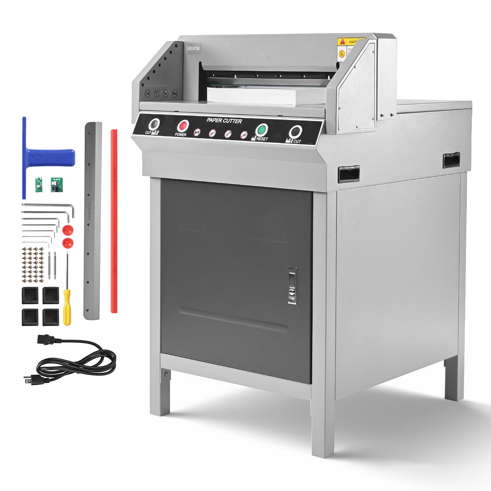VEVOR Taglierina per Carta Taglierina ad Alte Prestazioni, Larghezza di Taglio 45 cm, Spessore di Taglio 4 cm, Grande Ghigliottina Elettrica con Funzione a Infrarossi e Lama di Ricambio, 500 W