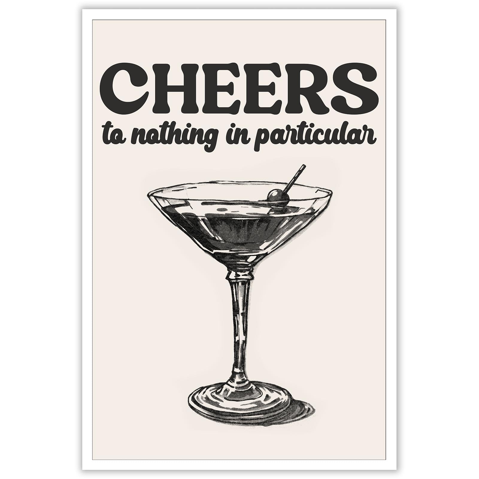 JMGHKL Vintage Bar Cart Canvas Wall Art Trendy Retro Cocktail Poster Funky Trendy Alcohol Poster Black And White Martini Wall Decor For College Apartment Dorm Kitchen 12x16in Unframed