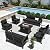 ALAULM Aluminum Patio Furniture Set with Propane Fire Pit Table - 9-seat Metal Outdoor Furniture w/Fire Pit Patio Sectional w/5.1" Cushions for Backyard, Poolside - Black