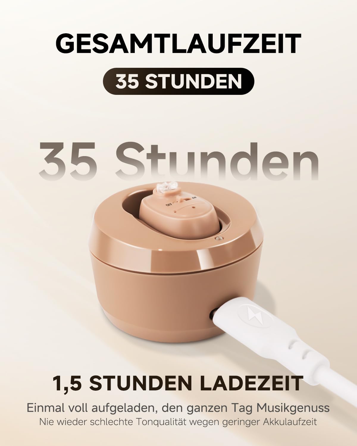 Britzgo Klanggerät,speziell für ältere Menschen entwickelt,mit Rauschunterdrückungsfunktion,macht alltägliche Gespräche mühelos,bietet eine extrem lange Akkulaufzeit (Beige)