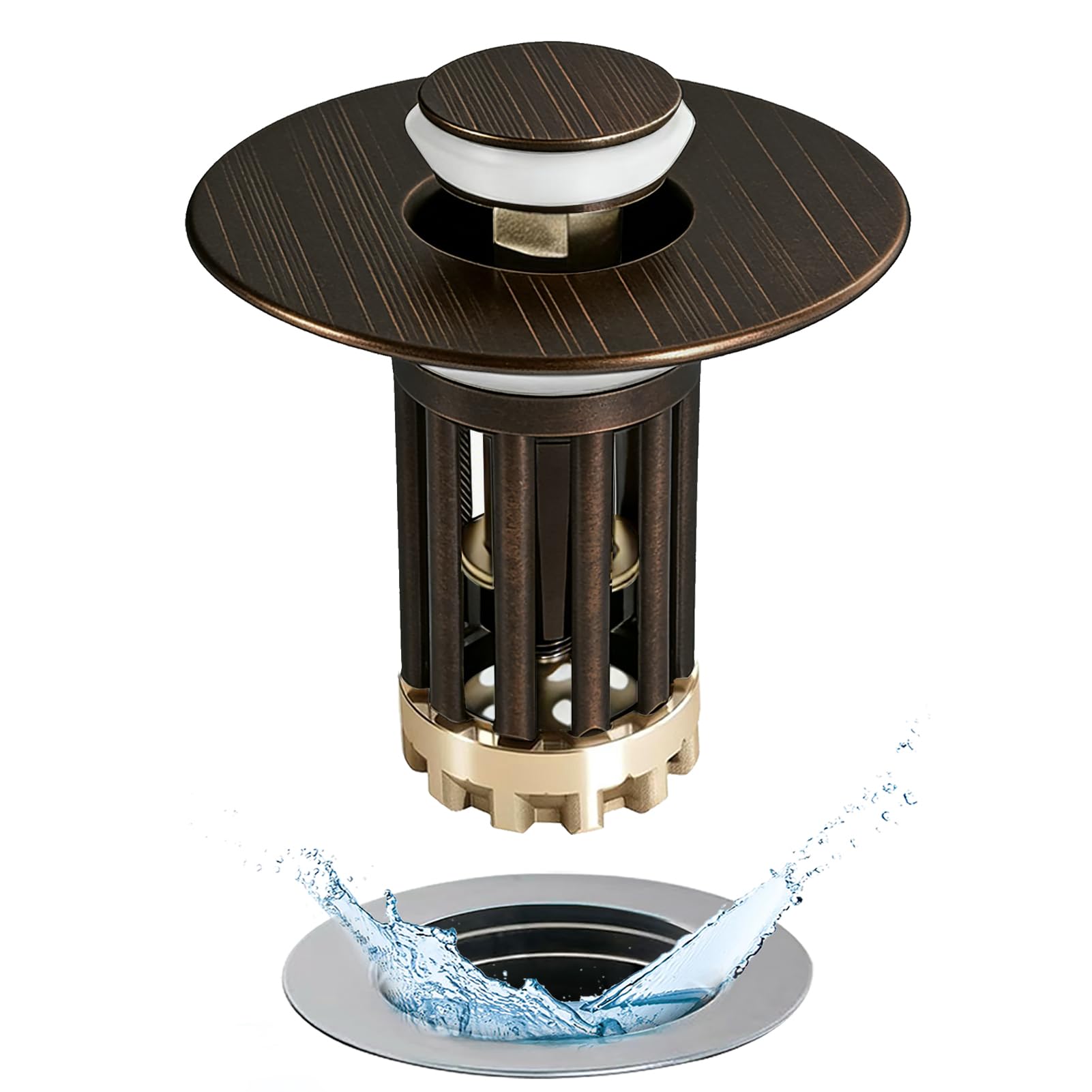 Anlige 3 in 1 Pop Up Bathroom Sink Stopper, Bathroom Sink Drain Strainer