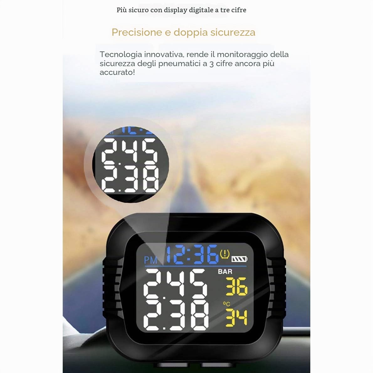 Moto impermeabile in tempo reale pressione pneumatici sistema di monitoraggio sensore esterno schermo LCD senza fili motore TPMS