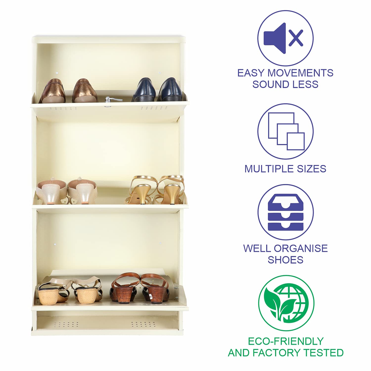 Laxmi KAPAT 3 Door Metal Shoe Rack Wall Mounted Shoe Rack Foldable