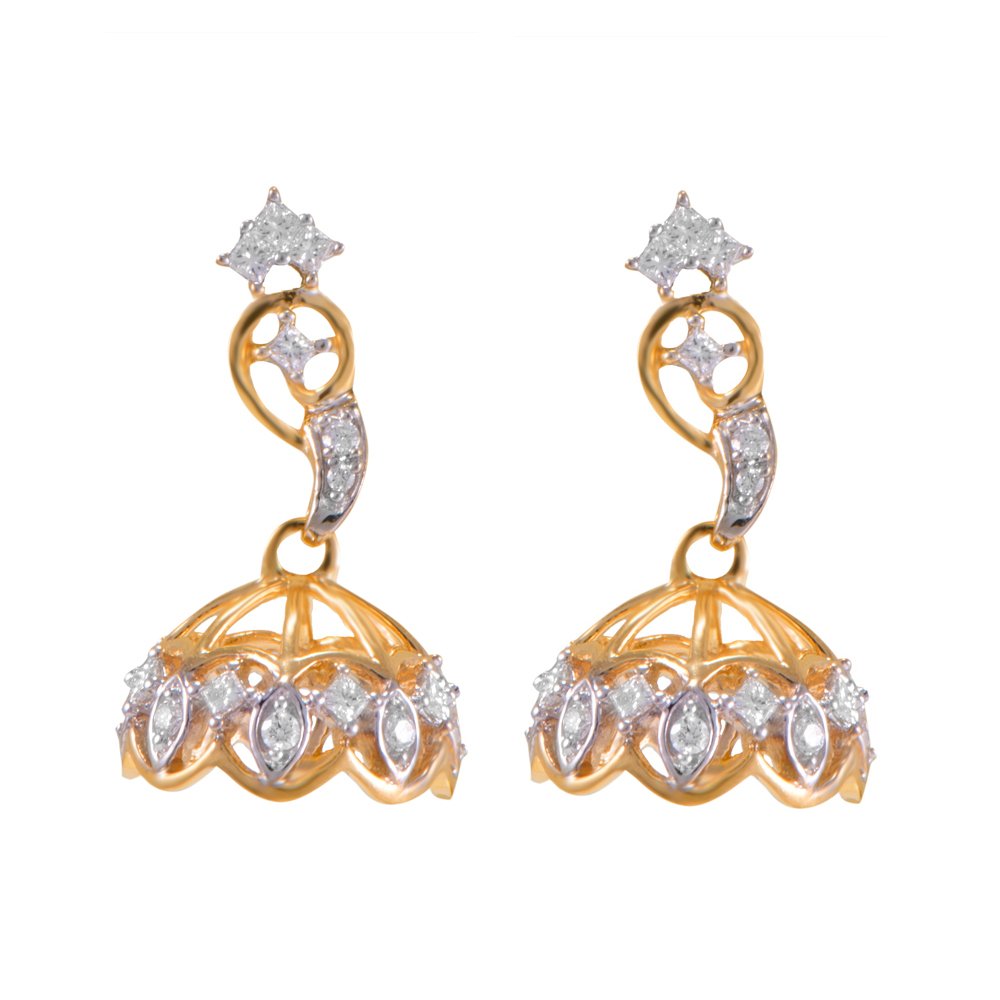 joyalukkas Sarang Jhumka 18k Yellow Gold Earrings-picture-20