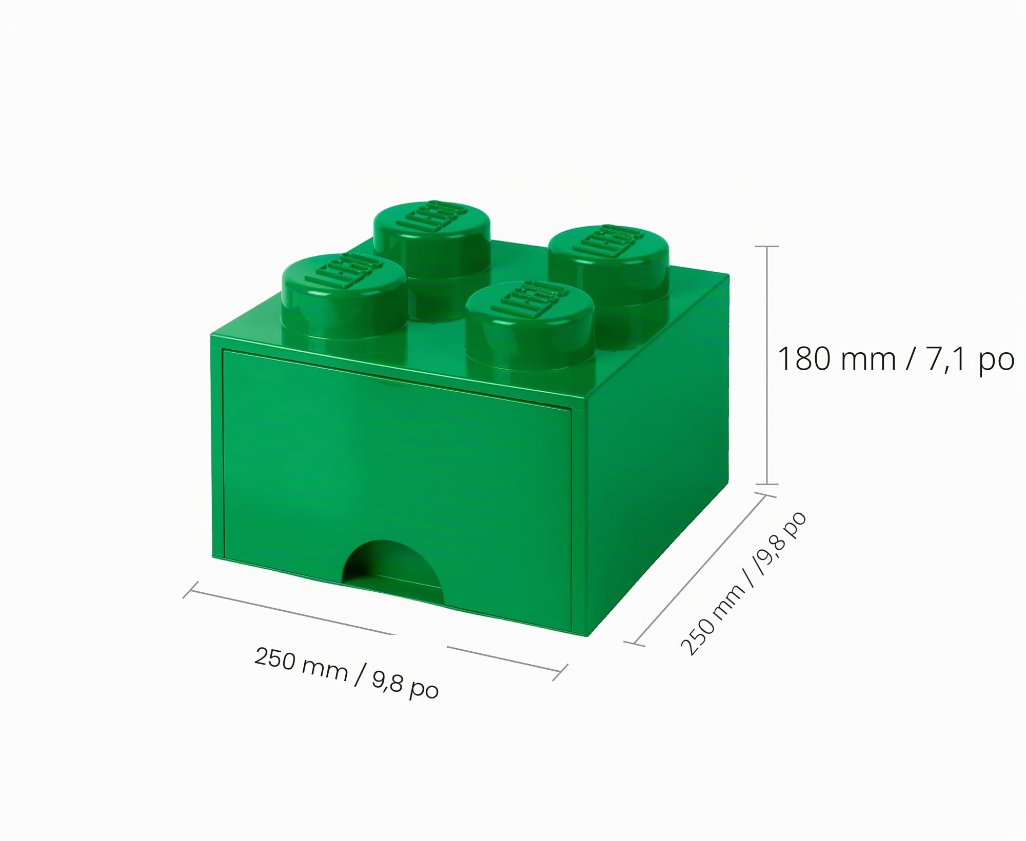 LEGO-40051734 Brique de Rangement Empilable 4 avec Tiroir, Solid, 40051734, Vert, 25 x 25 x 18 cm