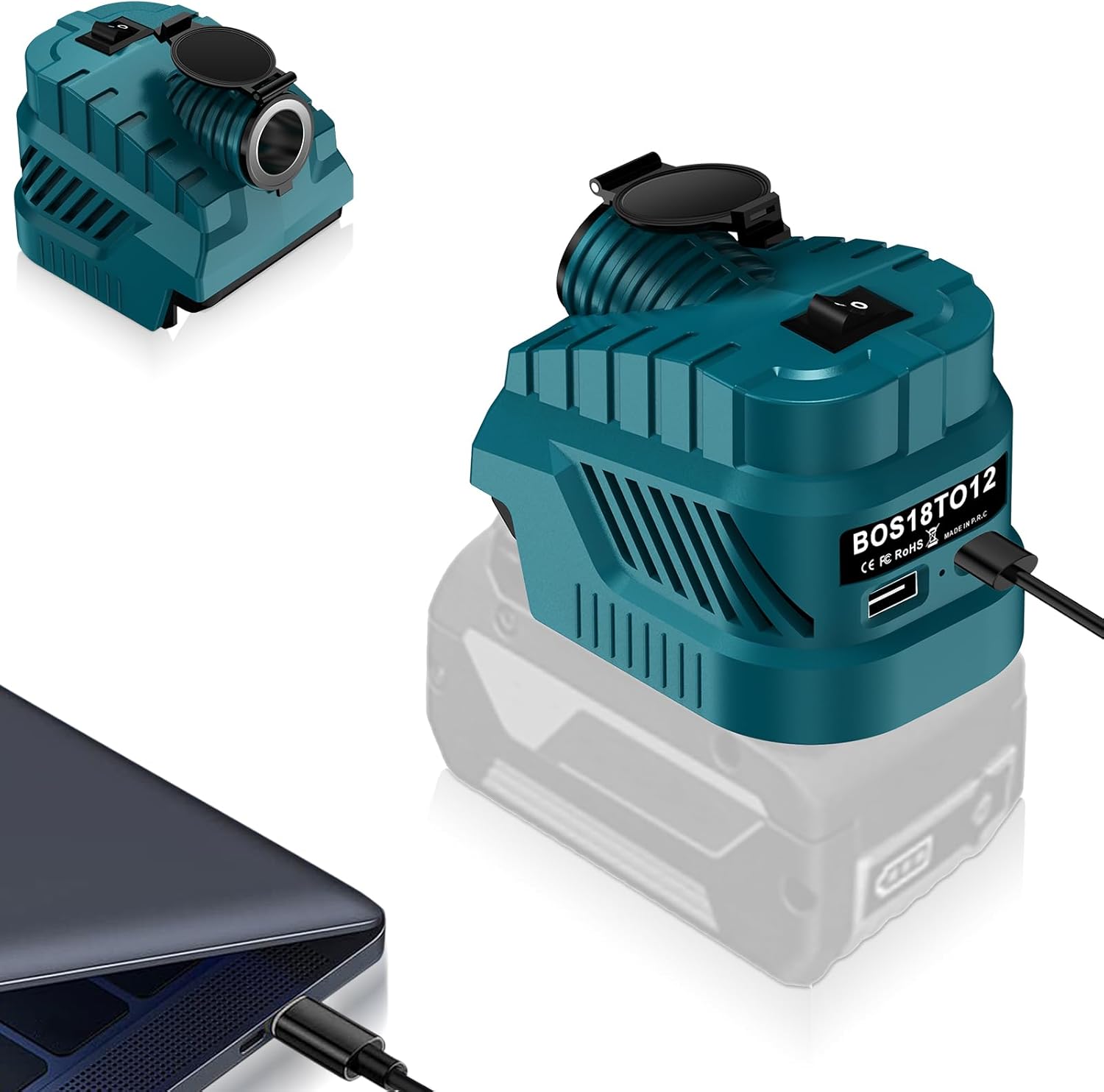 Step Down Converter for Bosch 18 V to 12 V Step-Down Converter Power Wheel GBA Battery Adapter, USB Type-C Chargers DIY Converter Power Station for Car Vacuum Cleaner Car Fridge