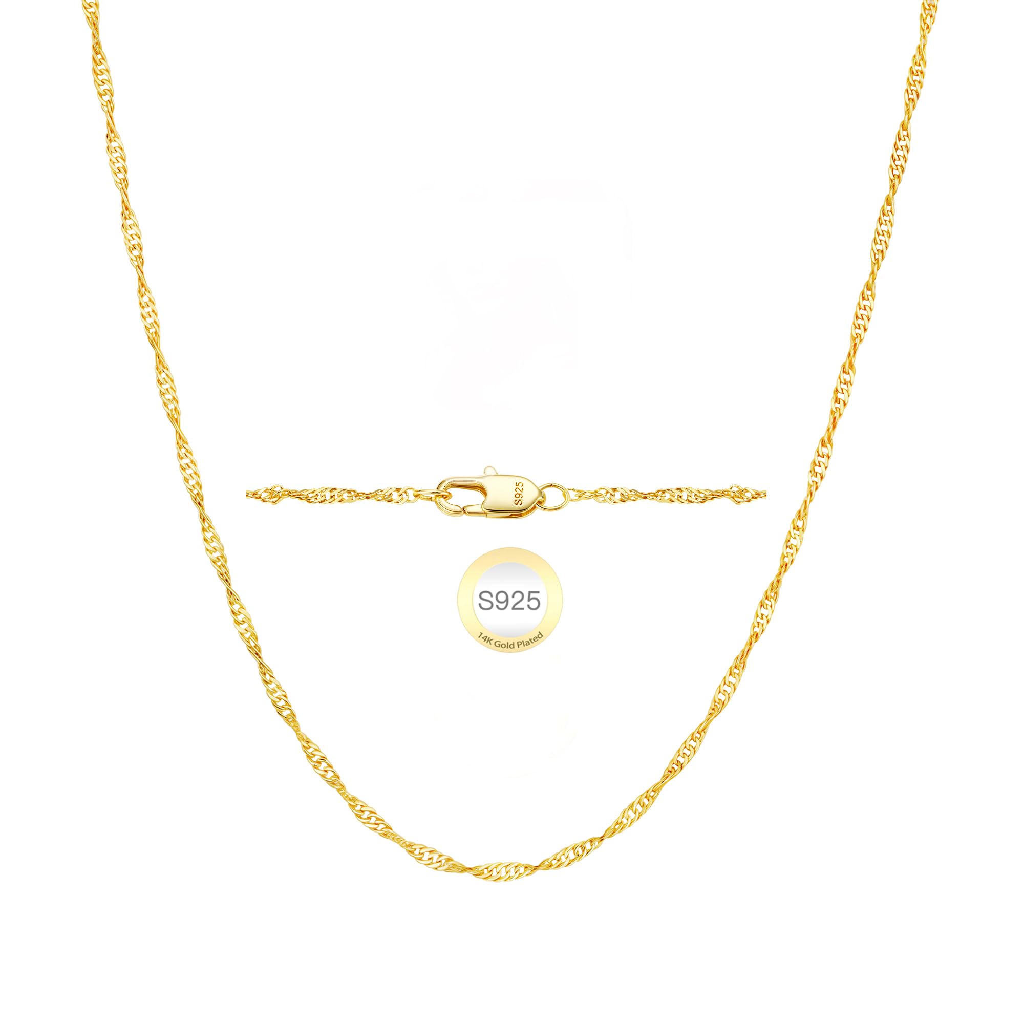 Diorra 925 Sterling Silber Kette, 2mm Silberkette Damen 925 ohne anhänger Goldkette Damen Halskette Schmuck Personalisierte Geschenk für Frauen Mädchen Freundin