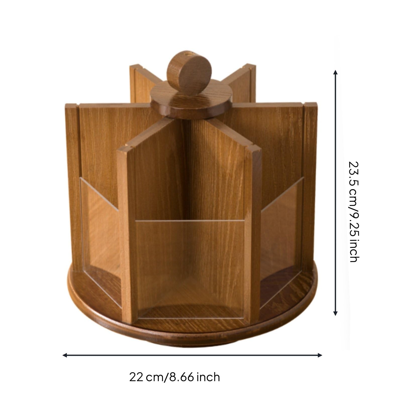 Organizer Rotante Porta Cosmetici Porta Trucco Porta Pennelli Porta Gioielli Realizzato in Bambù E Acrilico con Rotazione a 360 Gradi Adatto per Donna Scrivania Casa, Brown