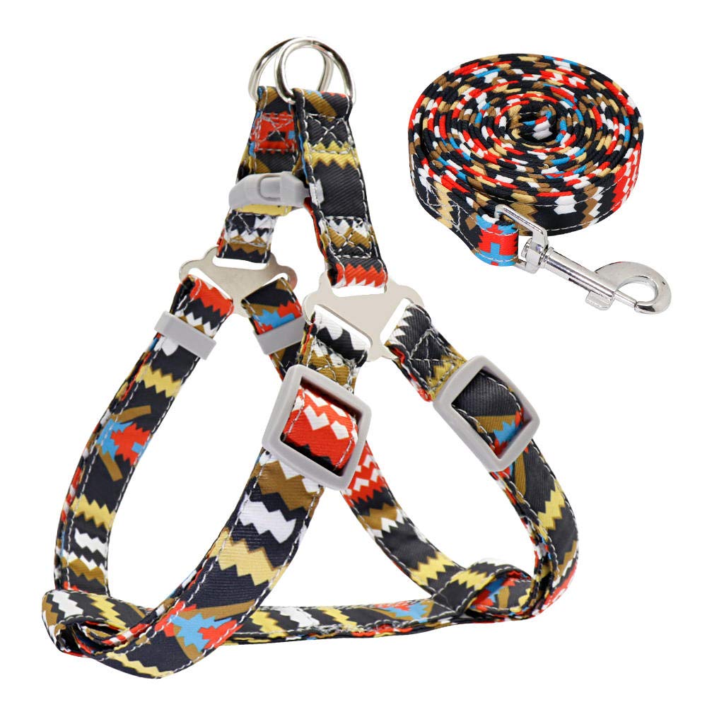 arnés para Perros, Arnés de Nailon Ajustable con Correa for Perros, Chaleco Estampado for Cachorros, Entrenamiento for Caminar for pequeños y medianos, Color Rojo, Talla S(Red,M)