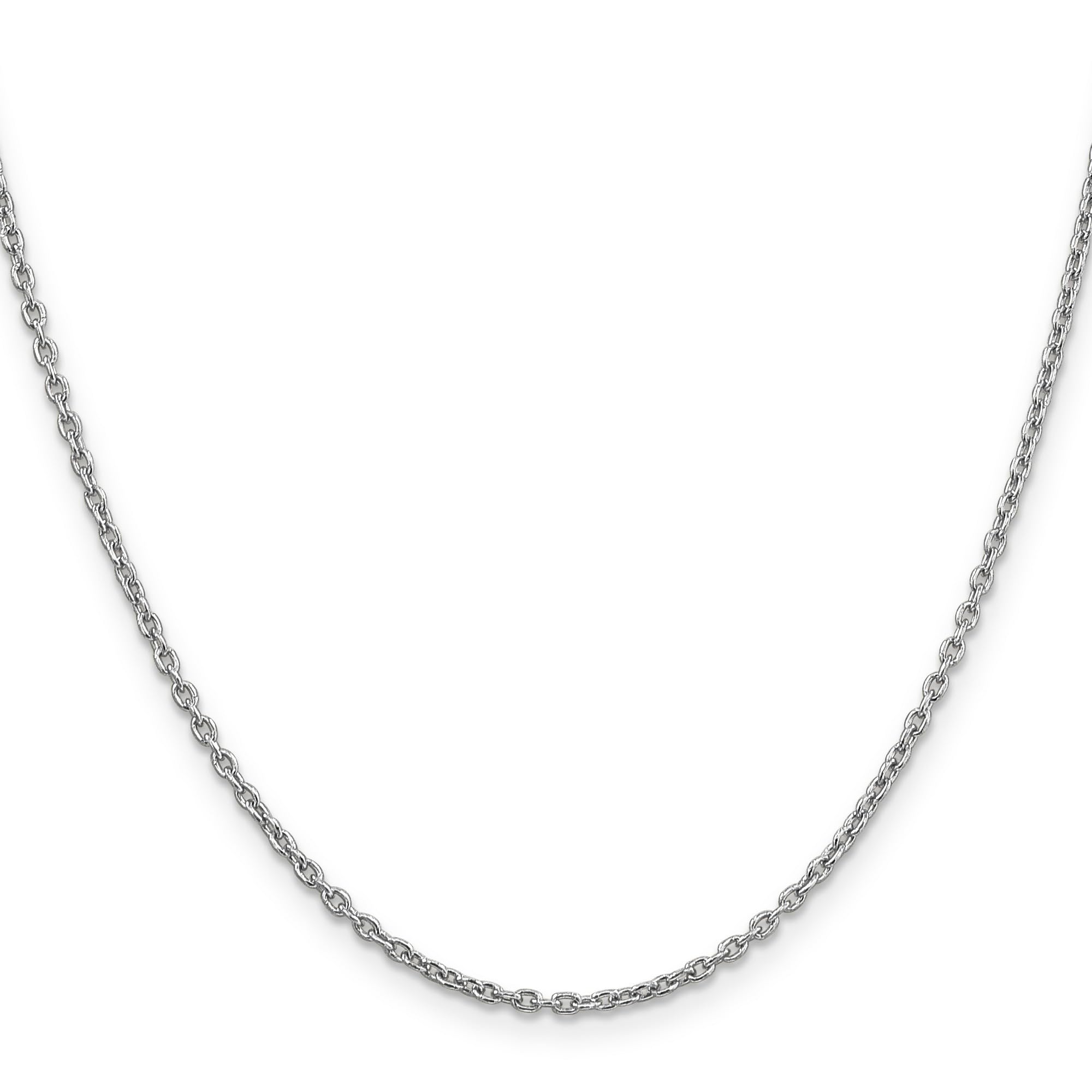 Jewelry Stores Network 14k White Gold 2mm Round Open Link Cable Chain Necklace 2 mm x 16 inches