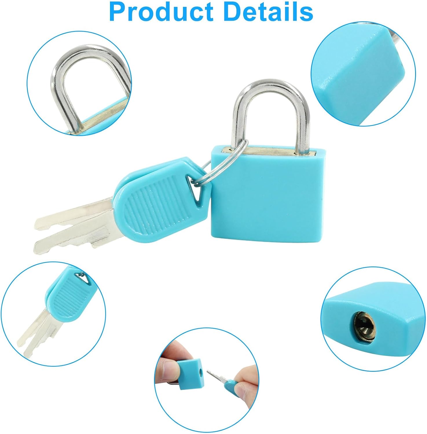 10 Pcs Small Luggage Locks with Keys, Multicolor Suitcase Locks Mini Metal Plastic Covered Copper Padlocks for Suitcase, Backpack, Gym Locker, Classroom