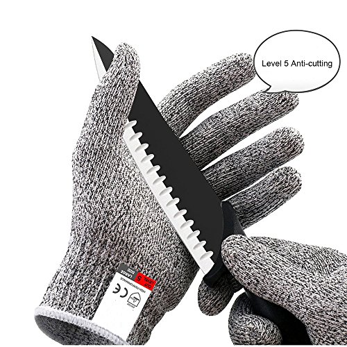 Gants résistant aux coupures Gants de cuisine Antidérapant, Protection de niveau 5 anti coupures Gants de travail pour Cuisine Jardinage Pingenaneer - S