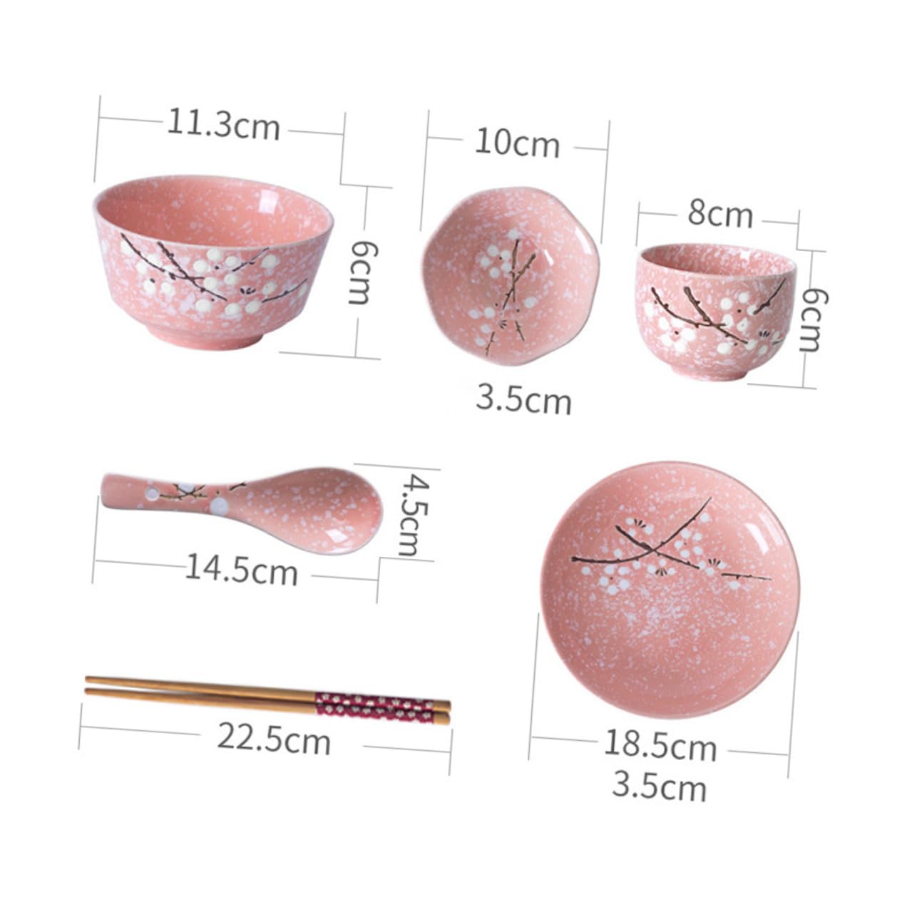 Cabilock Vajilla Japonesa de Rosa Incluye Cuencos Platos Vasos Cucharas y Palillos Diseño Elegante para Uso Doméstico y Restaurante