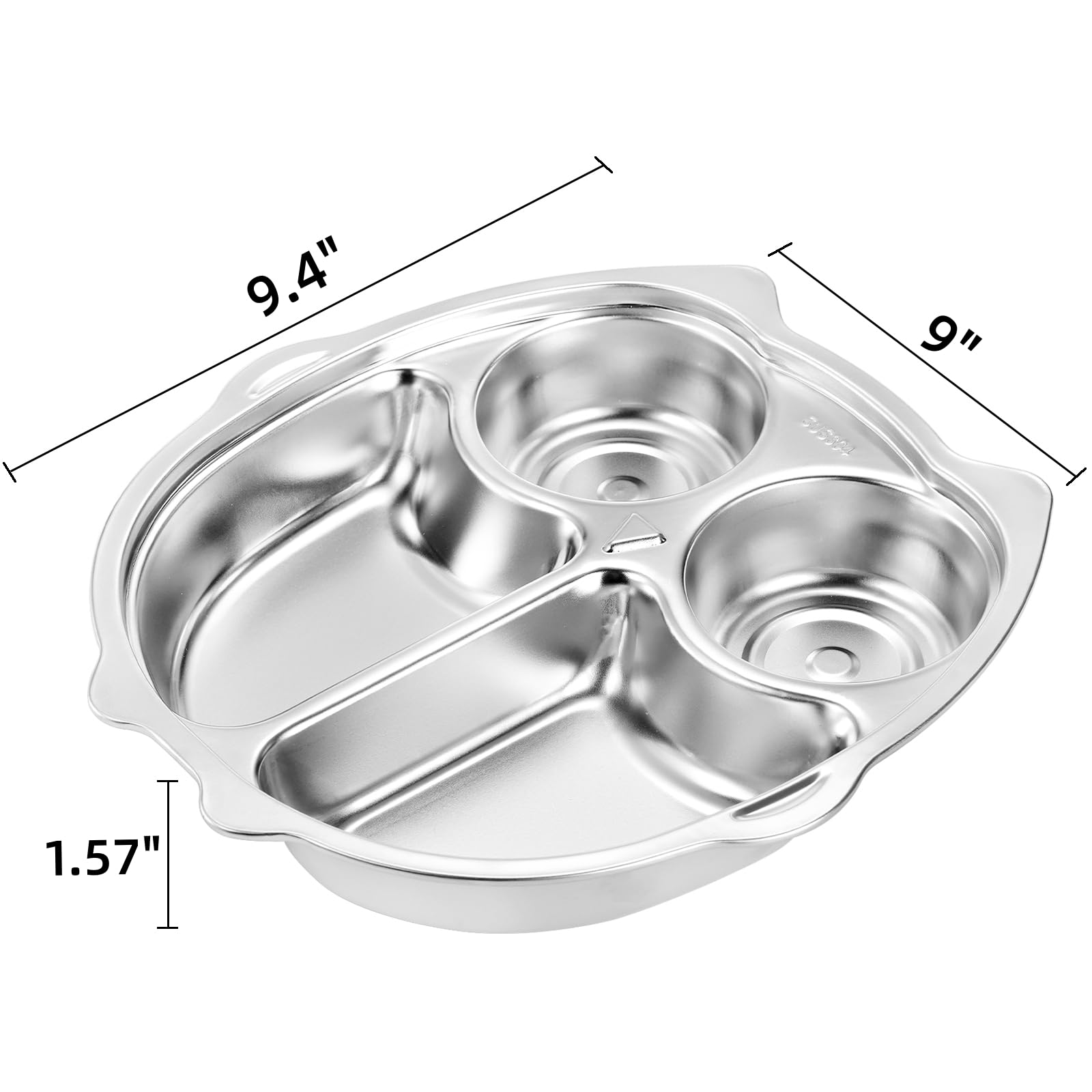 Noamus 3 Pack Stainless Steel Divided Plates, 9 Inch 304 Dinner Platter, Diet Portion Control Tray - Image 2