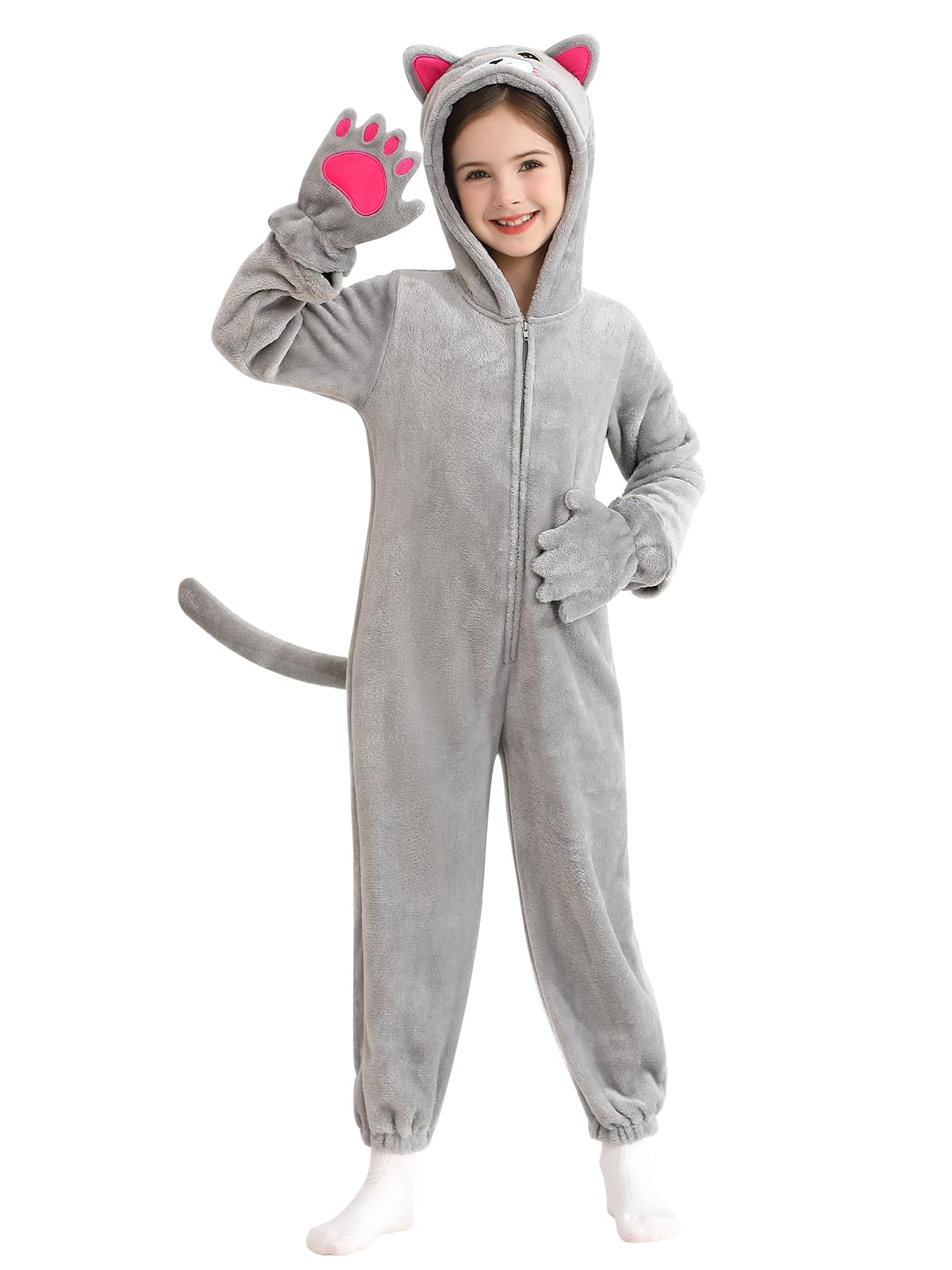 ESHOO Black Cat Costume for Girls Kids Halloween Costumes Leopard Print Onesie Cheetah Jumpsuit Cat Costumes for Kids Girls Boys 3-10 Years