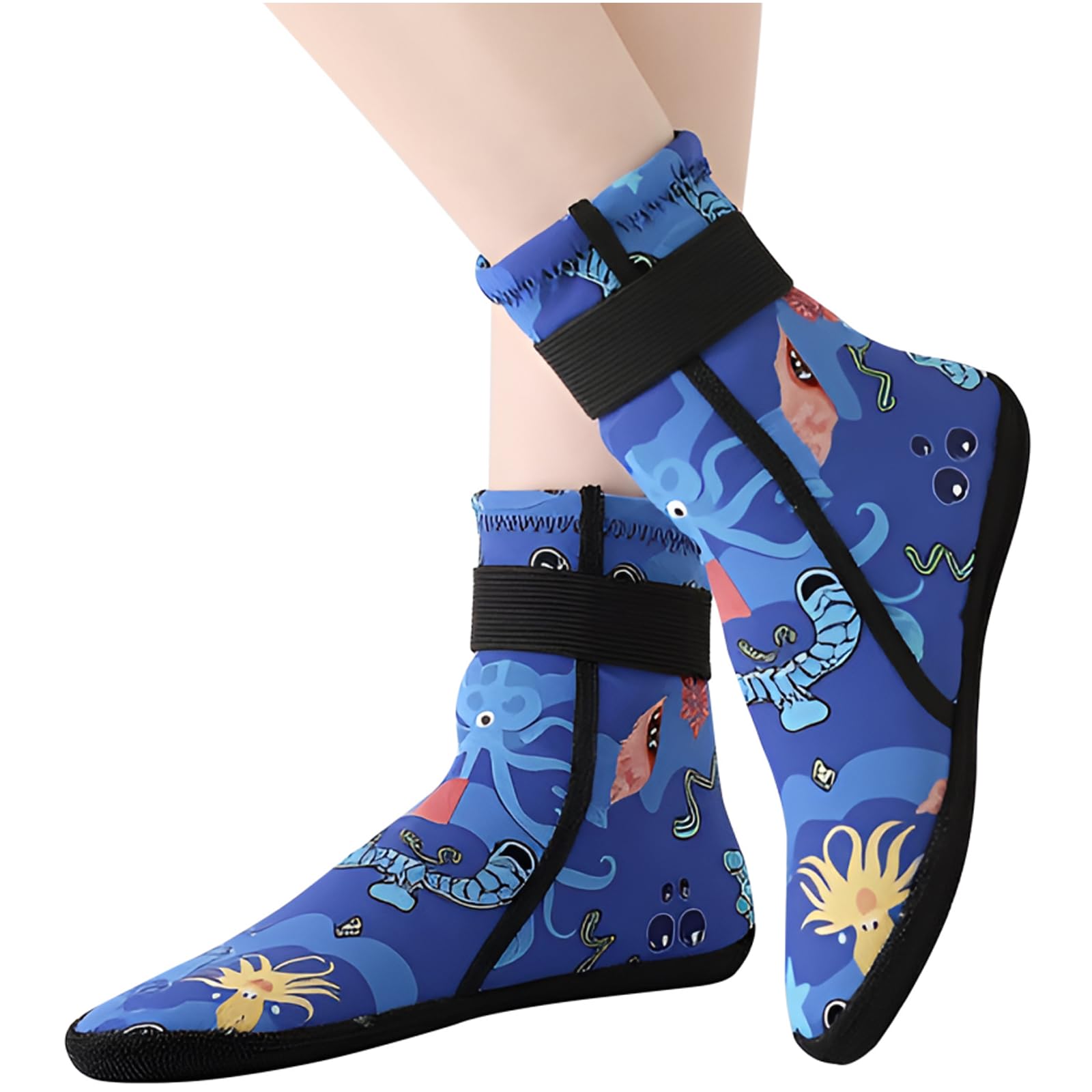 Gkhlg 1 Pair of Kids Neoprene Swimming Socks Aqua Sock with Super Stretchy Non-Slip Grip Swim Socks for Kids’ Water Sports in Pool Beach Diving (UK, Age, One Size, Regular, 1.5-4 Big Kid, Blue)