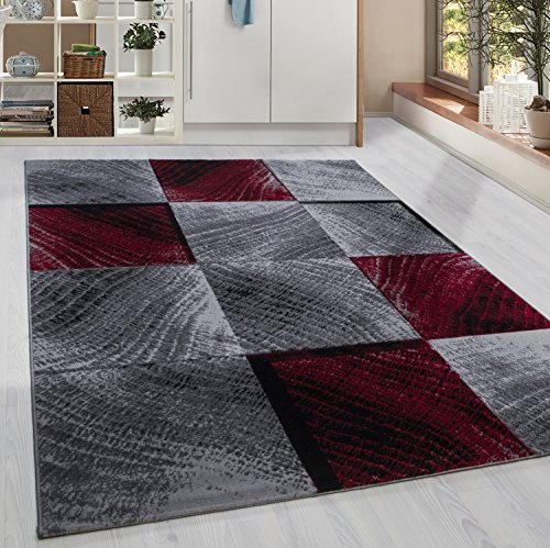 Homebyhome Alfombra De Pelo Corto, Diseño A Cuadros, Para Salón, 7 Mm, Altura Del Pelo, Suave, Rectangular, Rojo, Tamaño: 140 X 200 Cm Homebyhome Alfombra De Pelo Corto, Diseño A Cuadros, Para Salón, 7 Mm, Altura Del Pelo, Suave, Rectangular, Rojo, Tamaño: 140 X 200 Cm
