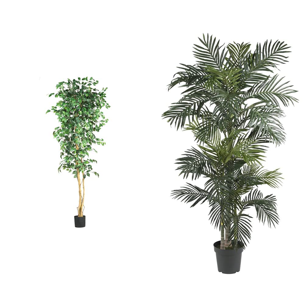 Photo 1 of Nearly Natural 7ft. Ficus Artificial Tree, Green