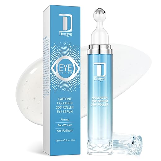 Dongyu Caffeine Under Eye Cream: Anti Aging Firming Collagen Eye Care - Puffy Eye Treatment for Beauty Enthusiasts Morning Night Daily Use (Light Blue)