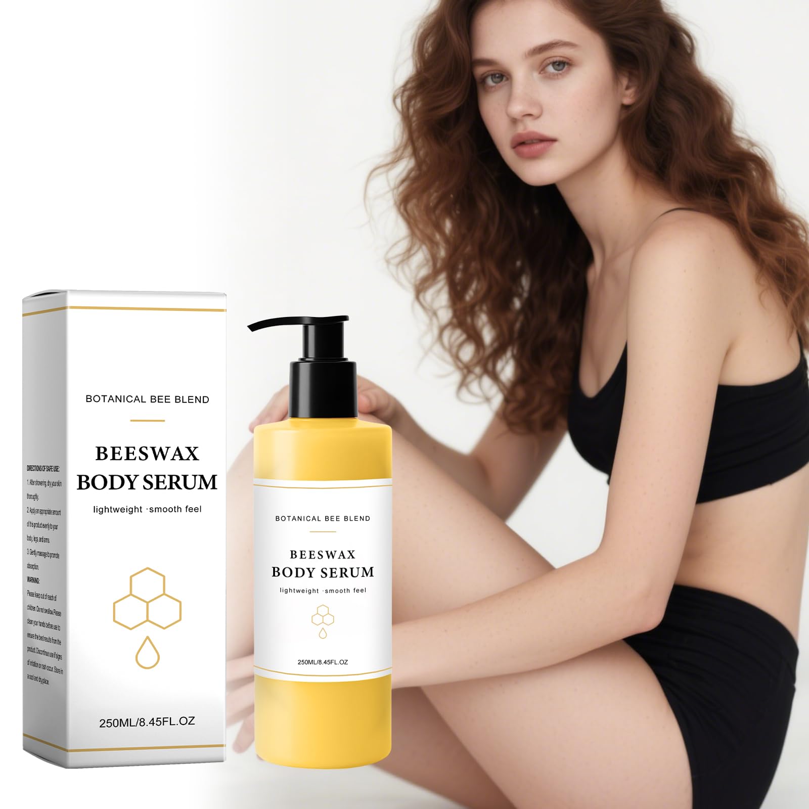 Körperöl-Serum mit Bienenwachs, feuchtigkeitsspendendes Öl mit Avocado-, Rizinus-, Kokosnussöl und Sheabutter, süßer Vanilleduft, feuchtigkeitsspendend, leichte Formel für weiche Haut (3PCS)