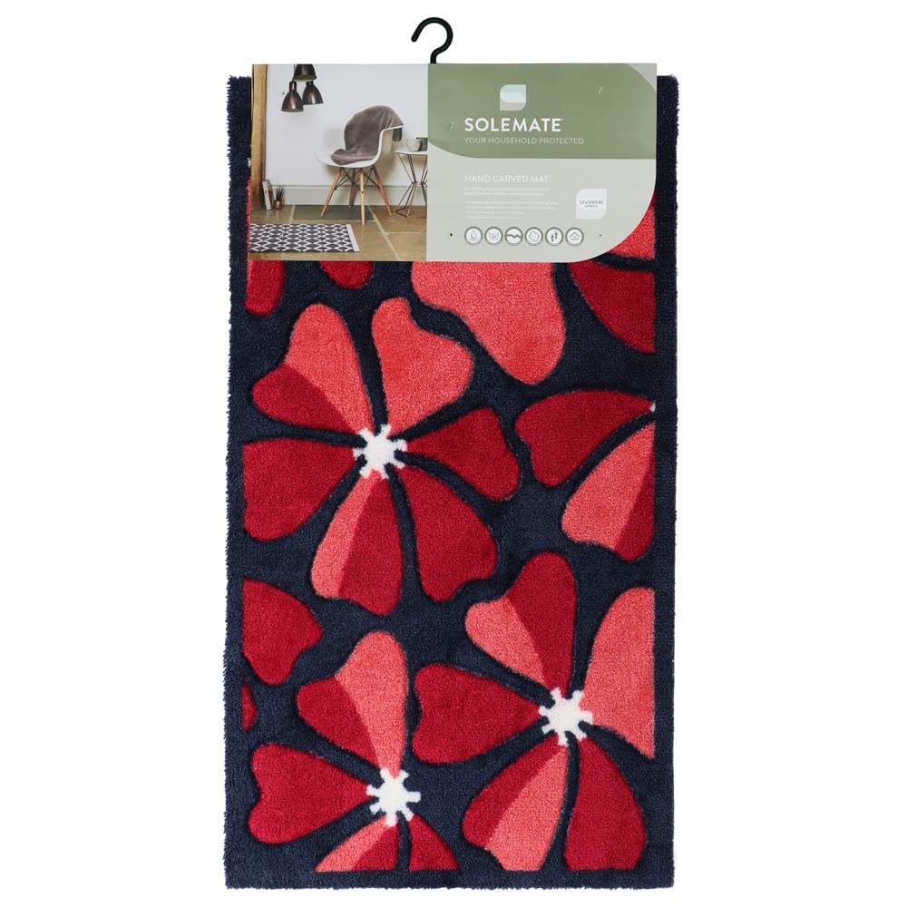 Solemate Hand Carved Flowers Doorm Red 57X100cm