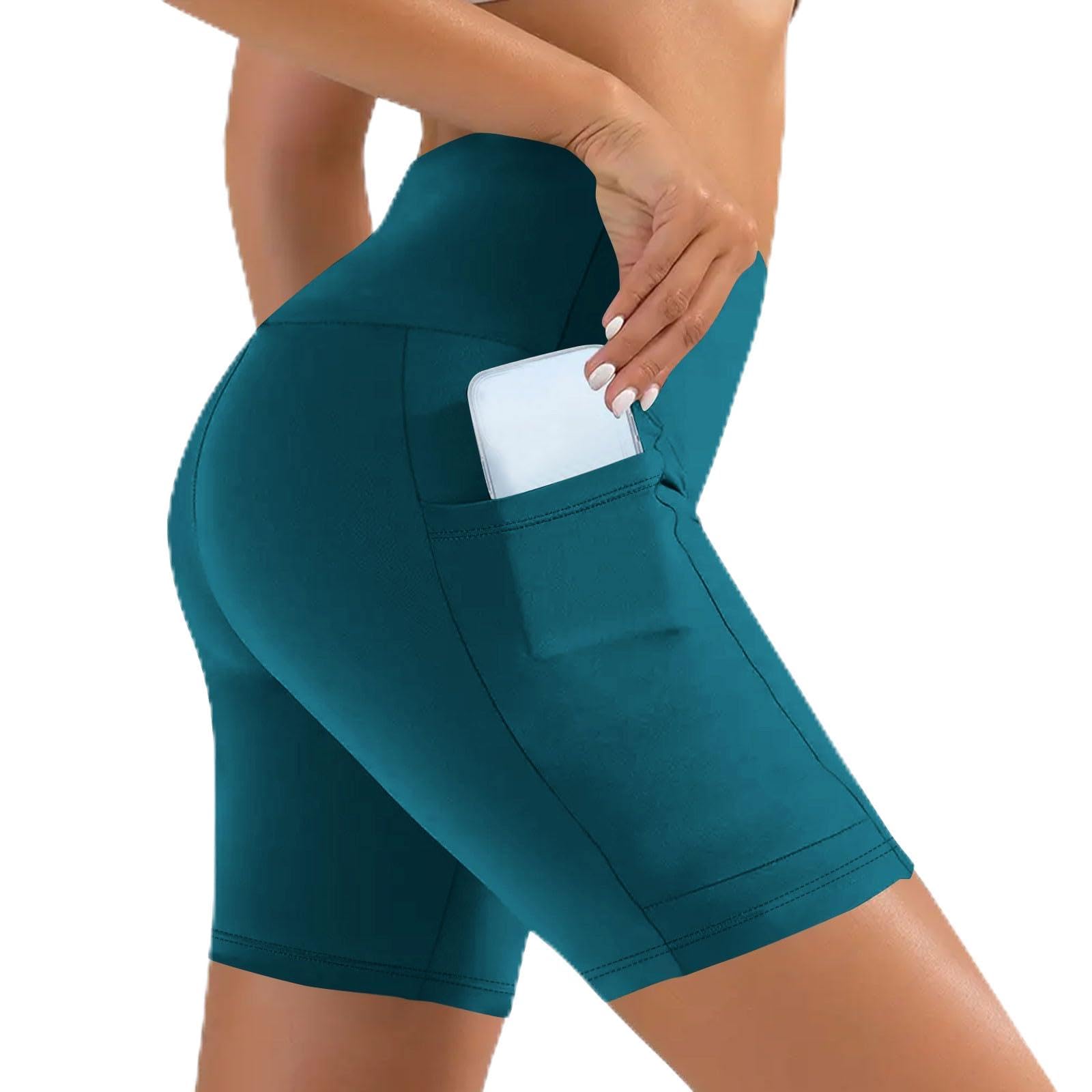 Yoga Shorts for Women Tummy Control Scrunch Butt Lifting Booty Biker Shorts with Pockets Workout Gym Pilates Outfits