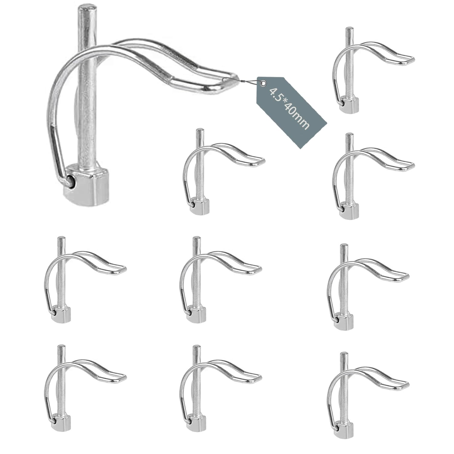 FIFIBANG 10x Klappsplint D Form, 4,5 x 40mm Rohrklappsplinte Klappsplinte, Sicherungsstift mit Rastverschluss
