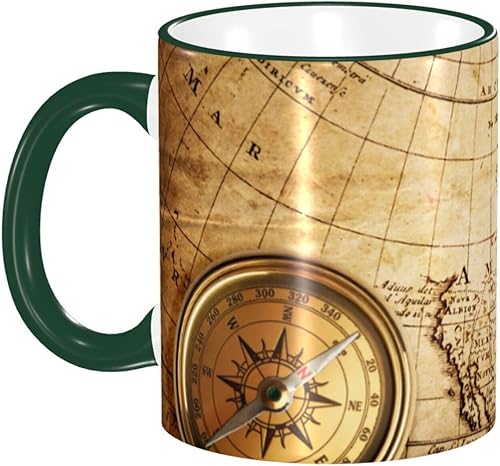 vintage compass rope Coffee Mug Coffee Cups Ceramic with Handle,Tea Cups Mug tazas para cafe Drinking Cups Gifts for Women Men,Unique Coffee Mugs