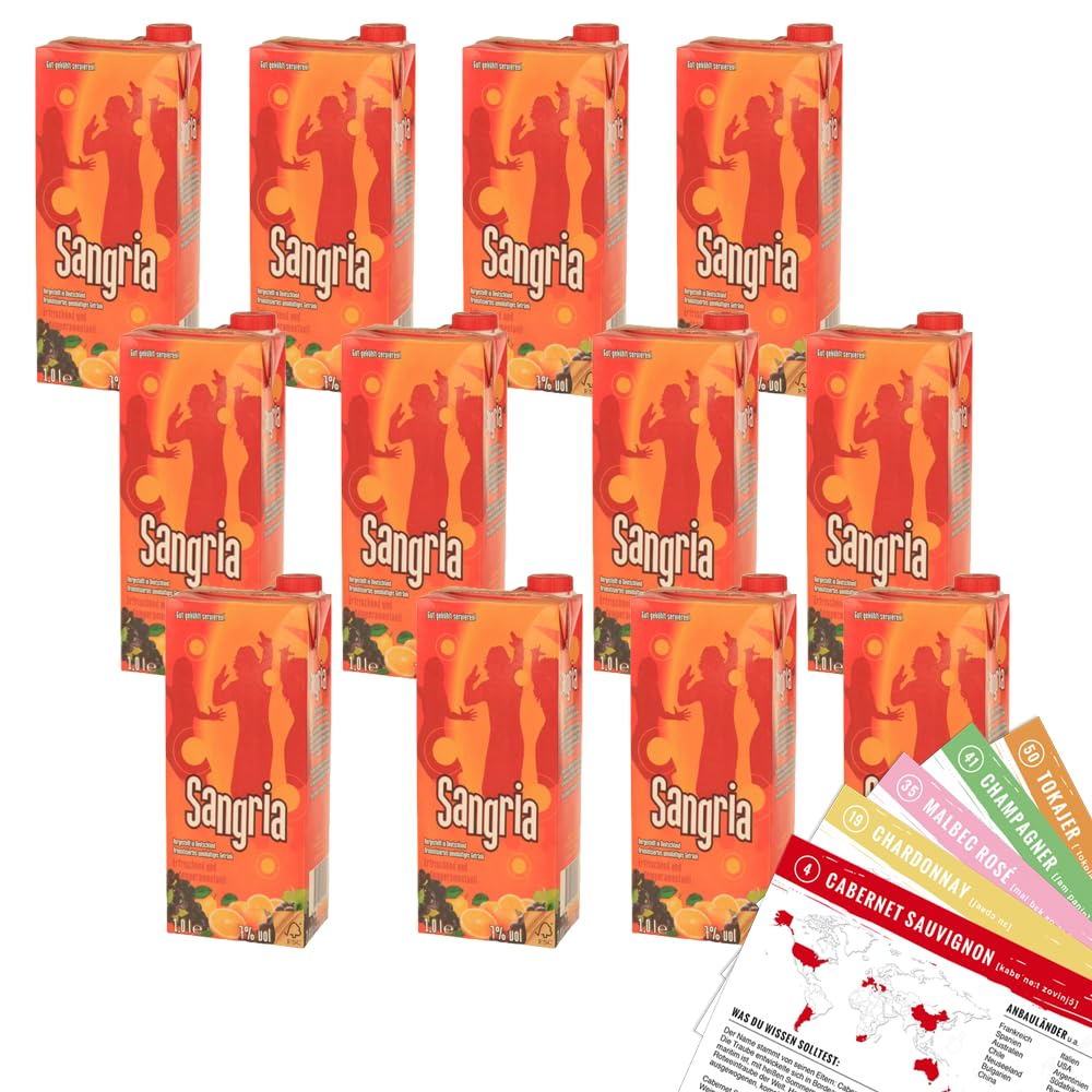 Sangria, süß, Tetra-Pak, sortenreines Weinpaket + VINOX Winecards (12x1,0l)