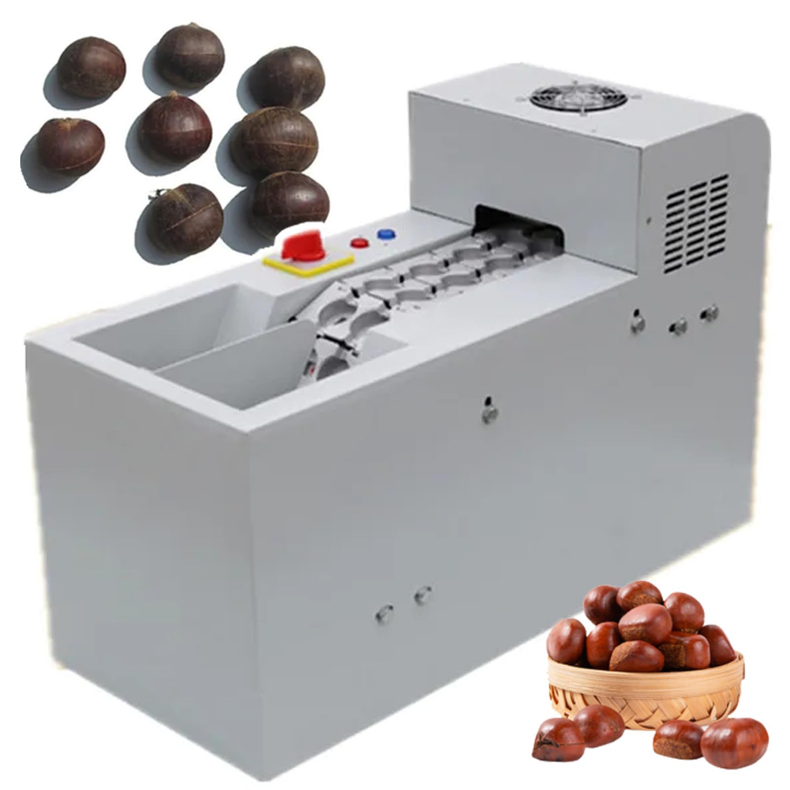 YXZYFPP Chestnut Shelling Machine, 60-70kg/H Stainless Steel, Alloy Blade, Aluminium Conveyor Belt - Efficient Chestnut Opening for Various Sizes