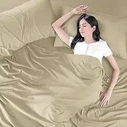 Lençol Avulso com Bainha em Tecido Premium, Percal Flex-LC (Cáqui, Casal/Padrão)