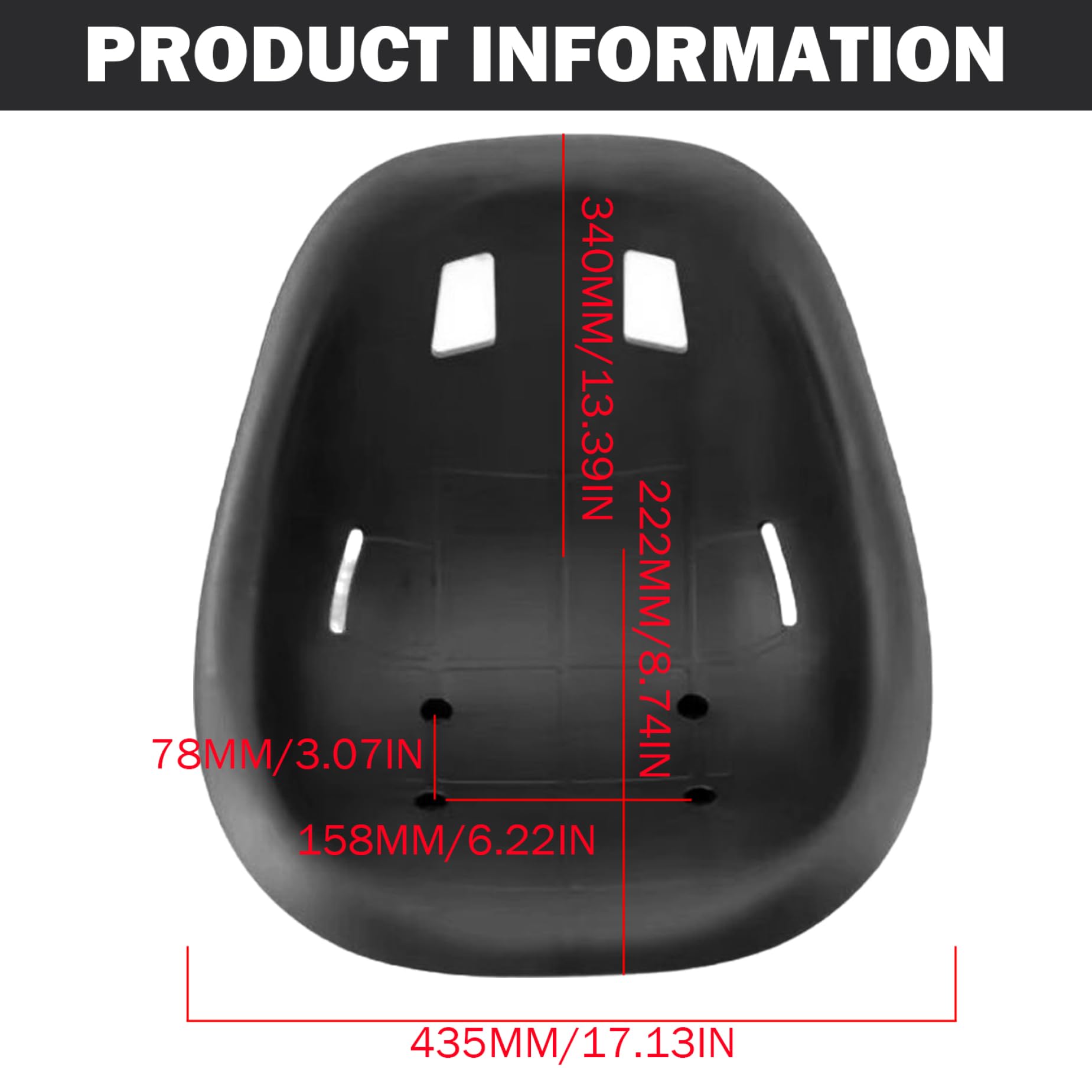 Sedile Go Cart, sedile avvolgente da corsa in plastica regolabile da 17 pollici per veicolo da corsa in equilibrio - Gara