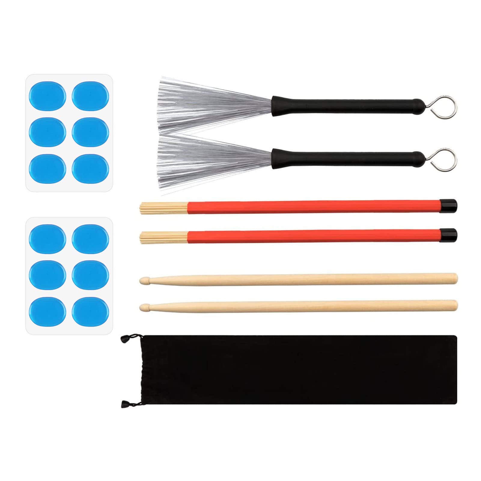 DALIAN 5A Maple Drum Sticks | Steel Wire Drum Brush 5A Maple Wood Drum Sticks,Retractable and Sturdy Percussion Instrument Supplies with Storage Bag for Adults, Kids, Drummer, Folk, Jazz