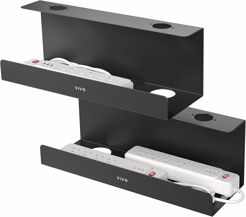 VIVO 2 Pack Black 17 inch Extra Deep Cable Management Tray, DESK-AC16-2C