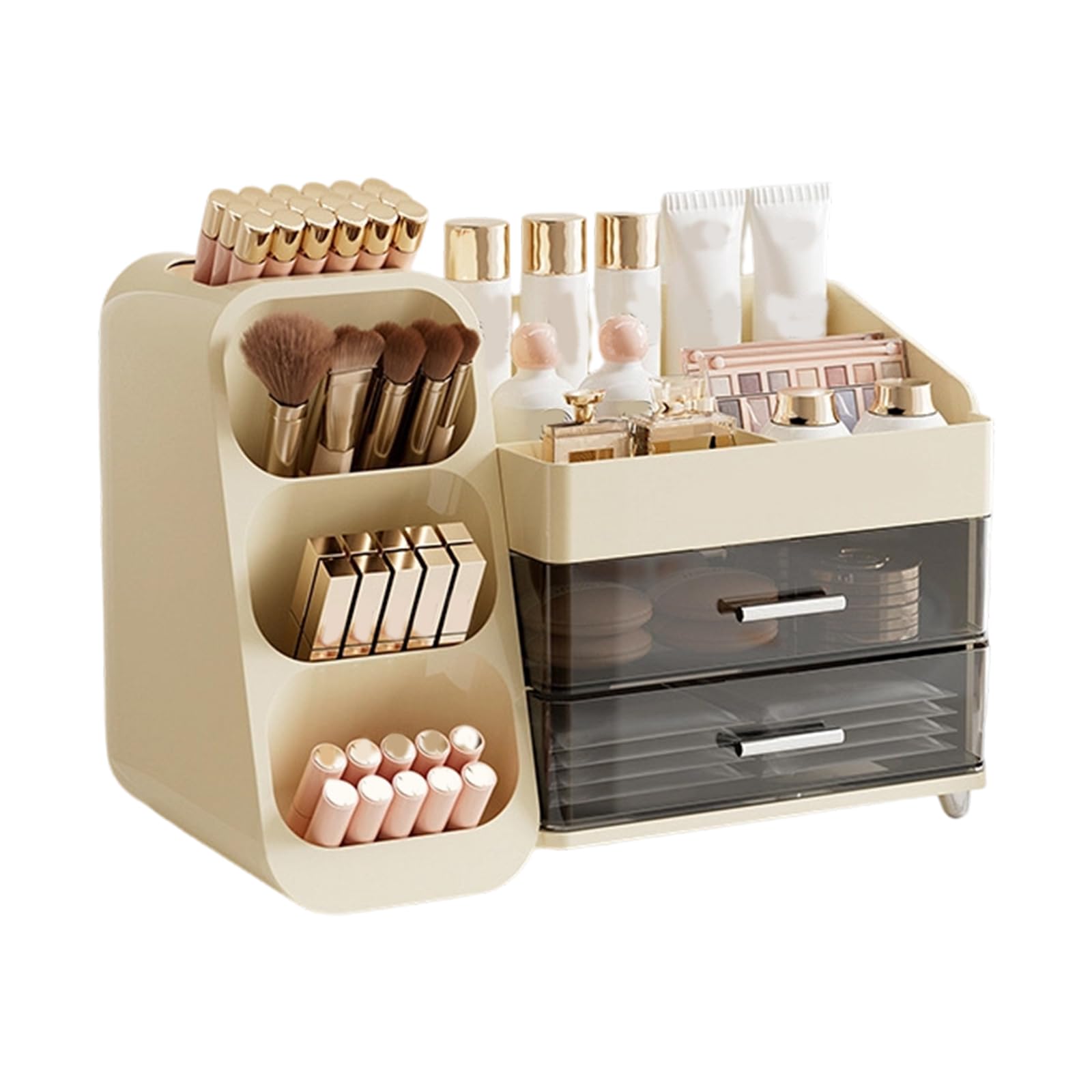 Zxfdsfdbnm Transparent Makeup Storage Box Multiple Sections for Efficient Cosmetics Organization Compact Design Saves Space Cosmetic Organizers Makeup Organizers with Drawers ABS Cosmetic Box