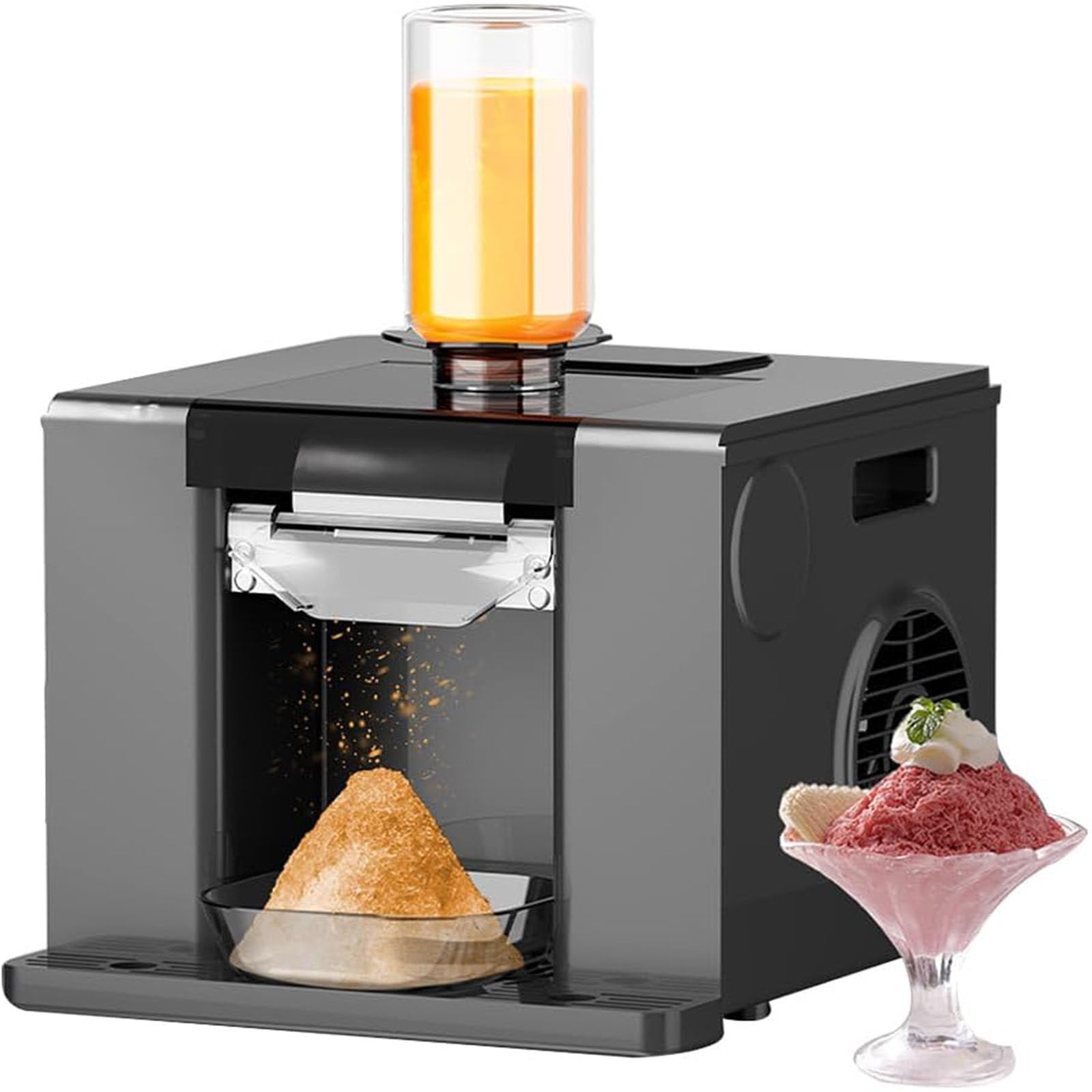 Générique Machine à Glace pilée électrique - Machine à Granita Commerciale, capacité de 60 kg/Jour, idéale pour Les Restaurants, Les Salons de thé et Les Bars à Desserts (Noir)