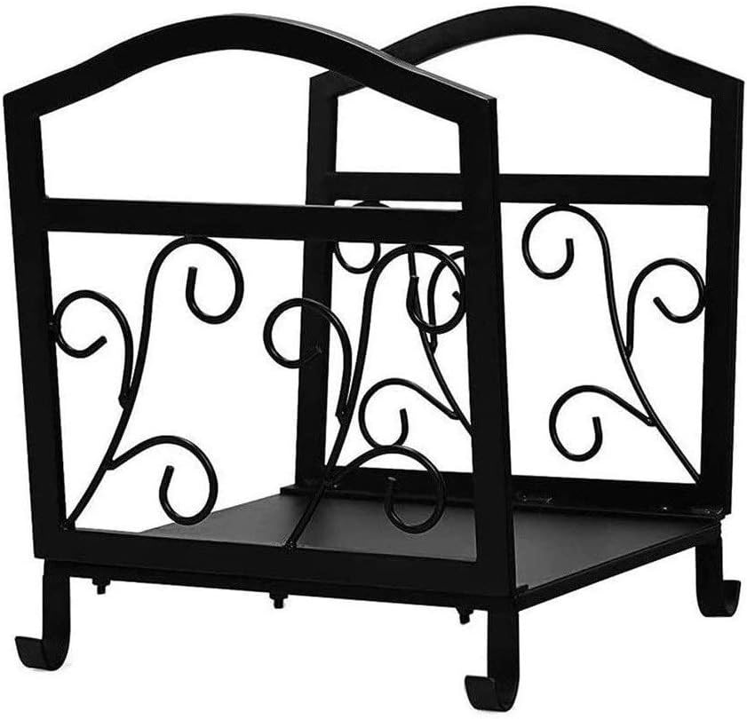 Firewood Rack Fireplace Log Holder Wrought Iron Indoor Fire Wood Rack Steel Outdoor Firewood Wood Carrier Storage Rack for Fireplace Hearth Decor