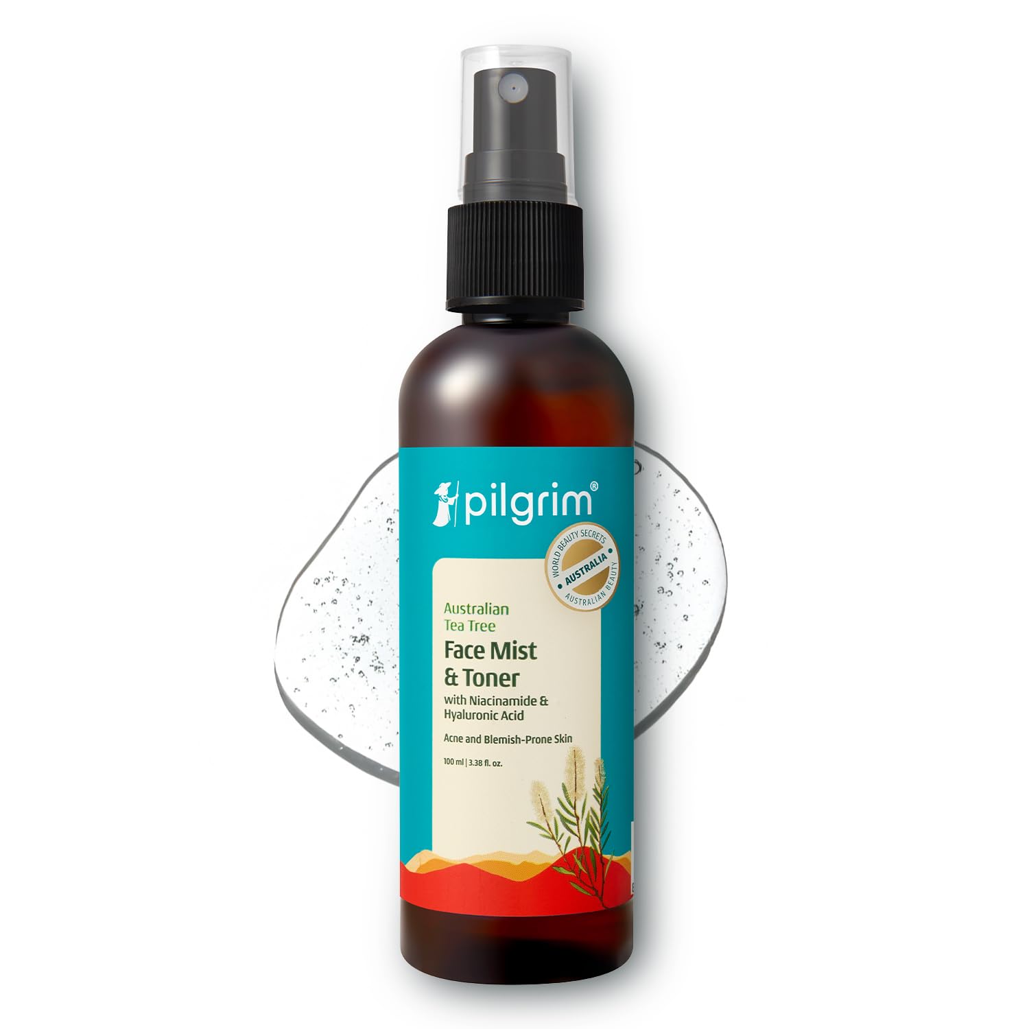 Pilgrim Tea Tree & 2% Niacinamide face toner for oily skin, acne & blemish prone skin | Toner for open pores tightening, pore cleansing & glowing skin | Women & Men | 100 ml