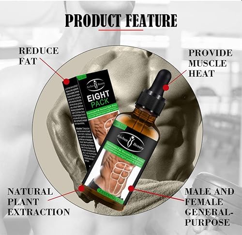 Miniatura 2 de AICHUN BEAUTY Paquete de ocho aceites esenciales abdominales para hombres, cintura fuerte, torso varonil, líneas lisas, prensa, fitness, quemar el