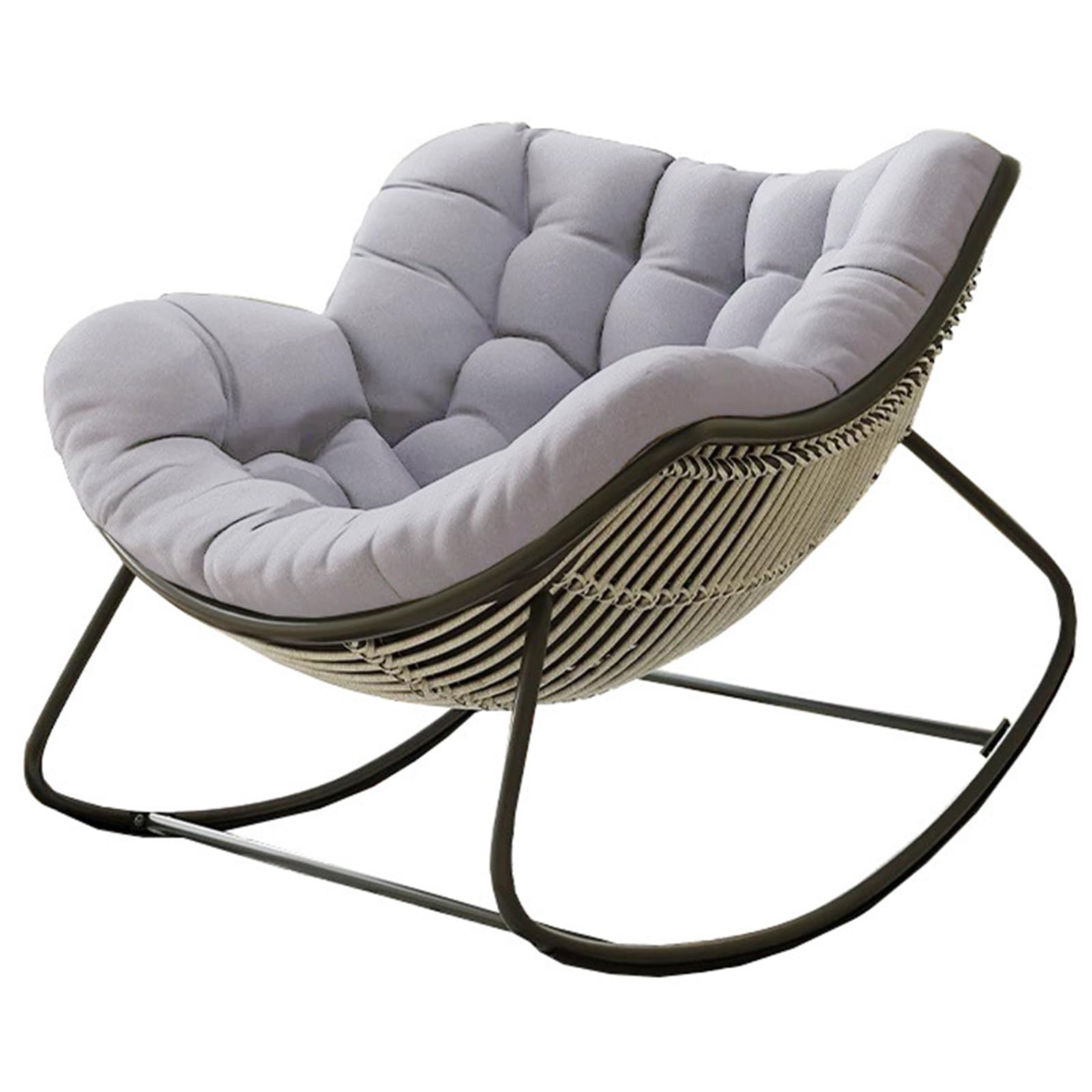 Rocking Chairs Cushions for Adults【NO Frame】 Waterproof Giant Patio Rocking Chair Replacement Cushion, Indoor Outdoor Egg Chair Cushion 4×39 ×47" Comfortable Soft and Skin-Friendly (Light gray) — image 1