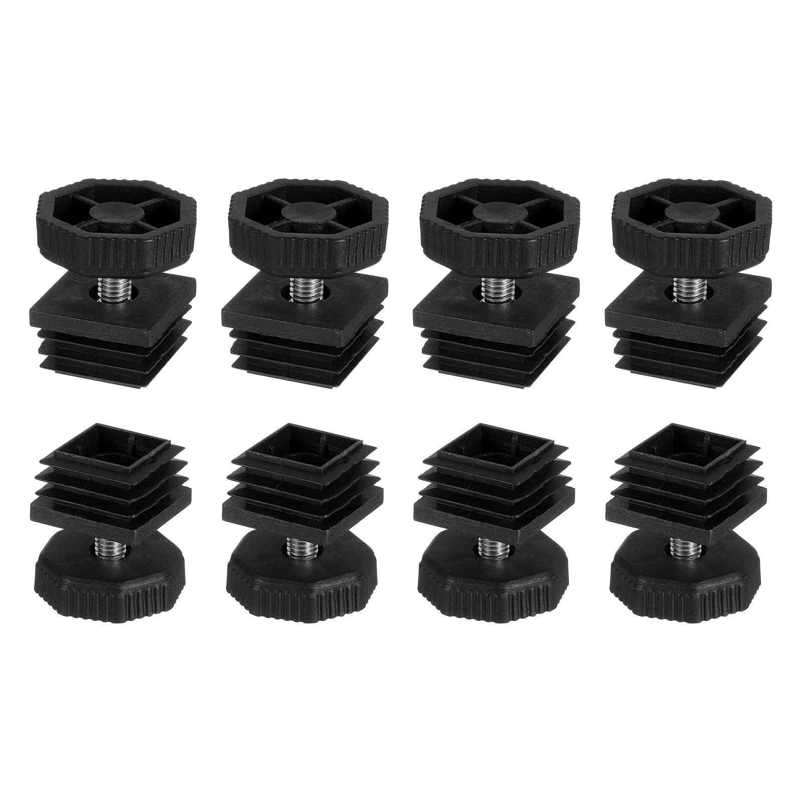 DTGN 30x30mm(LxW) Adjustable Leveling Feet - 8Set - Good for Furniture - Square Insert Kit Furniture Glide - Black