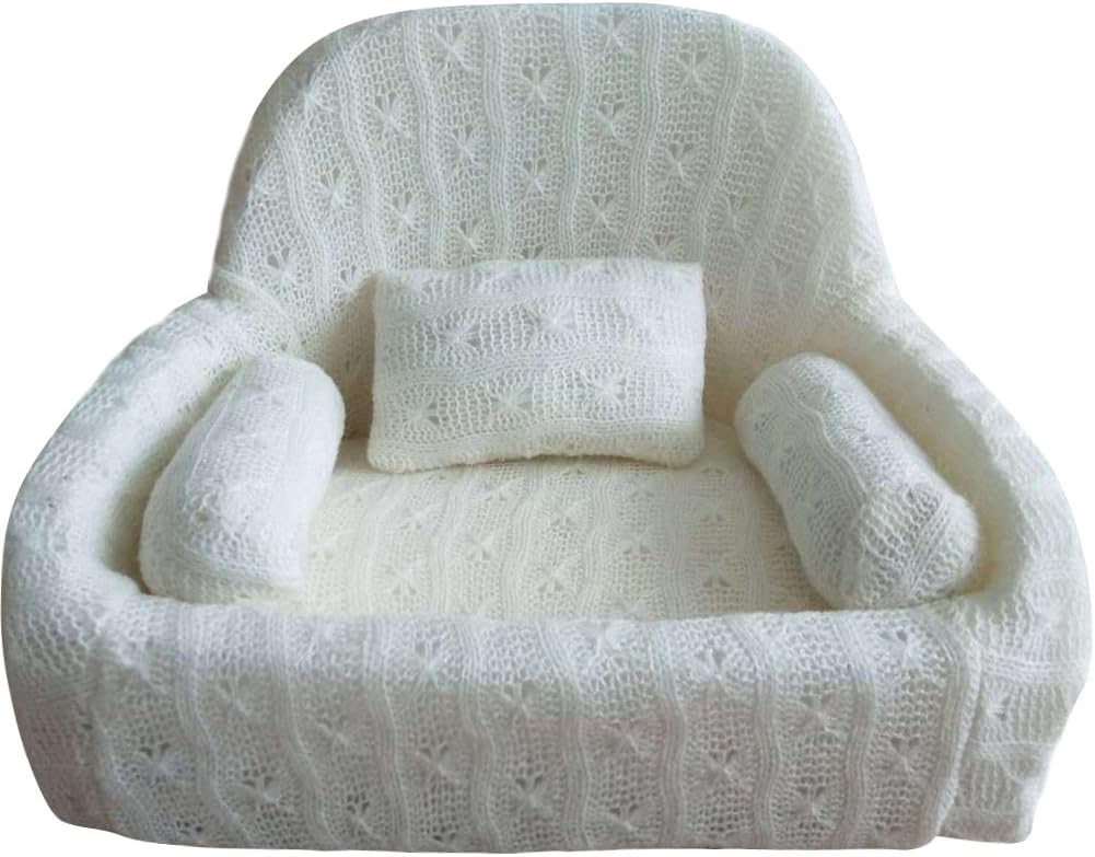 WINGOFFLY Newborn Photography Props Couch Professional Posing Figure Mini Sofa for Baby Photoshoot Props Studio Accessories, White