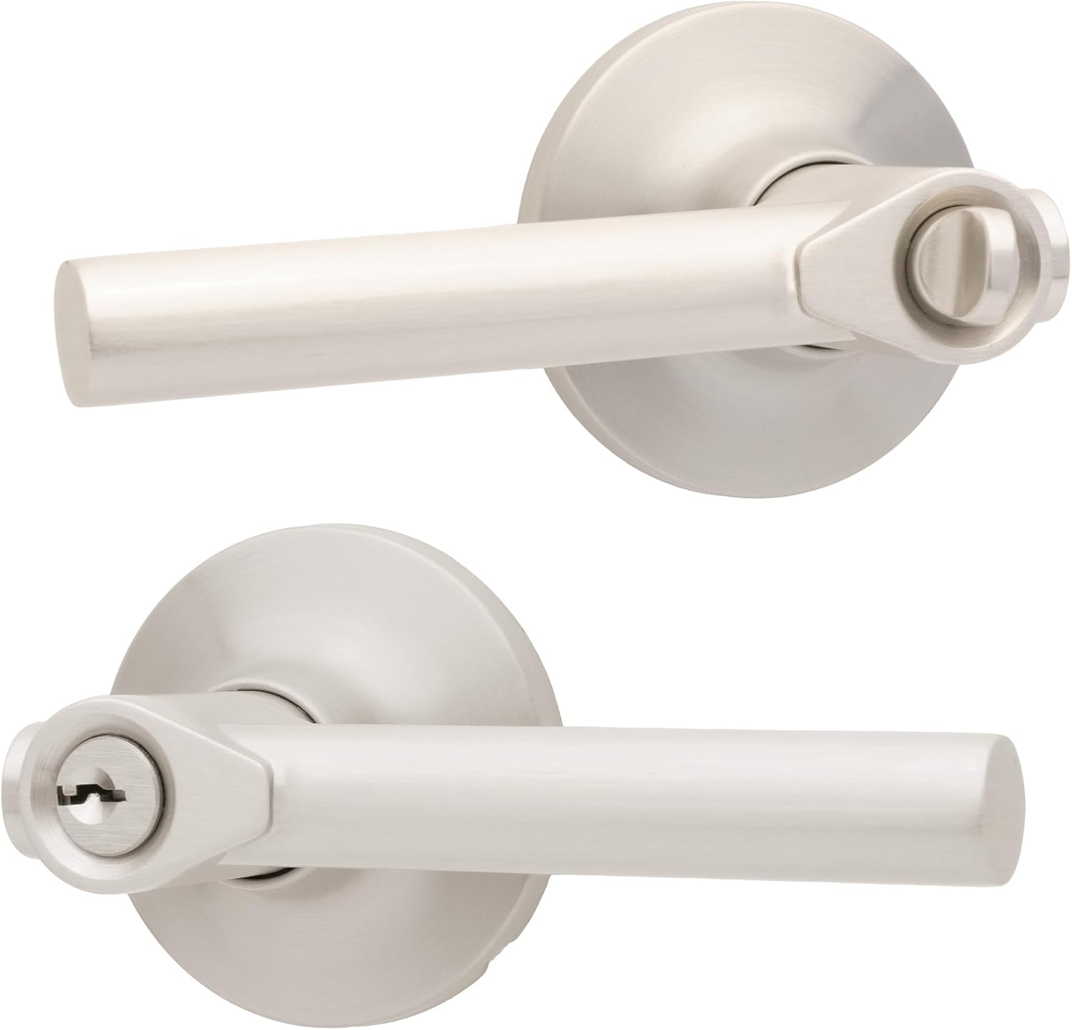 Honeywell Safes & Door Locks Interior Door Handle – Lever Door Handle with Reversible Design, Satin Nickel, Keyed Entry Function, Easy-to-Install Door Handles for Home & Office - 8108606