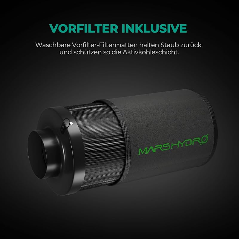 MARS HYDRO 150mm Szénszűrő Szageltávolítás Növénytermesztéshez Cserélhető Szénmaggal - 6inch(150mm)