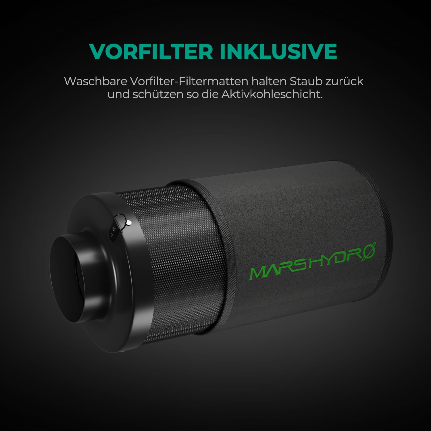 MARS HYDRO Filtre à charbon actif de 150 mm de 150 mm - Contrôle des odeurs avec charbon de bois vierge australien - Filtre à carbone pour ventilateur en ligne, tente de culture, préfiltre inclus