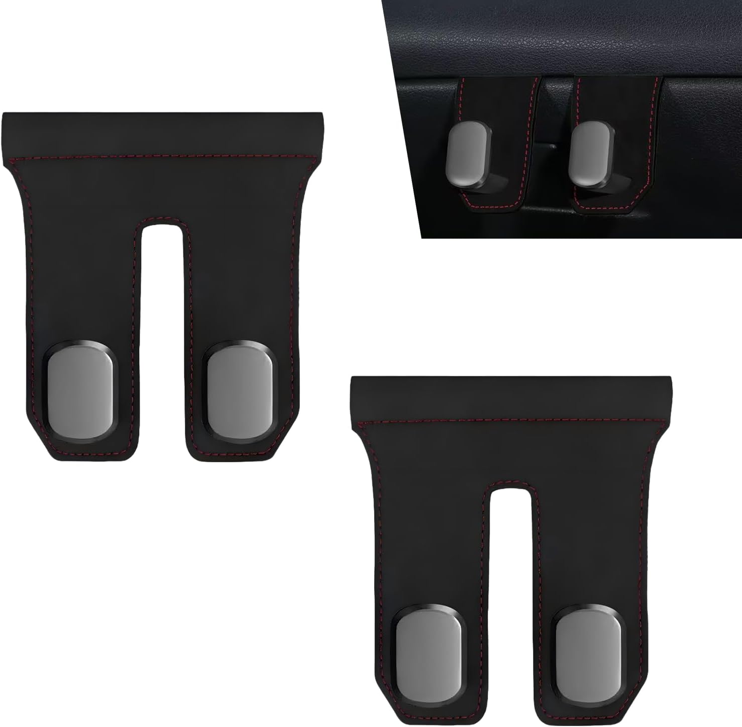 2 PCS Double Hooks Car Glovebox Hanger, Anti-Scratch Co-Pilot Side Storage Hook, Auto Purse Handbag Grocery Bag Organizer, Universal for Most Cars SUVs Trucks (Black)