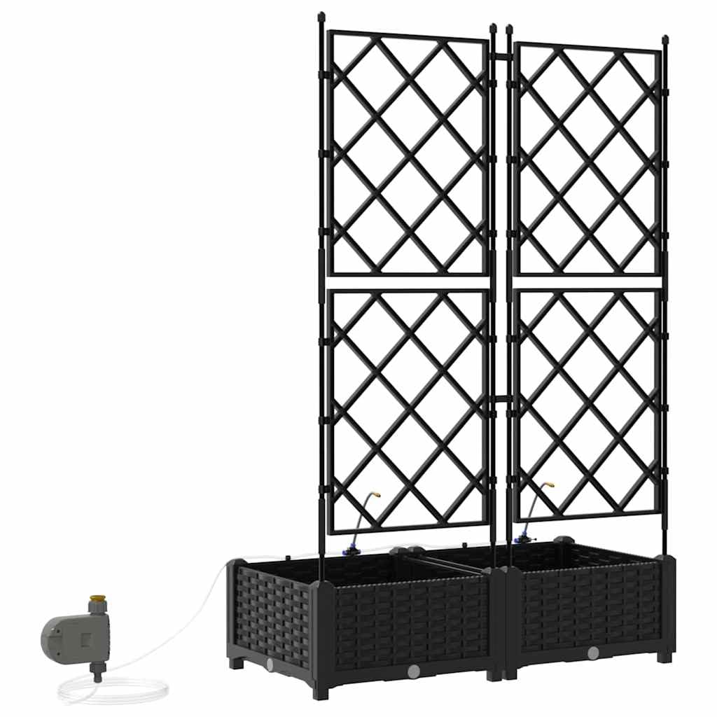 Doniczka ogrodowa 2 szt Czarny Z tworzywa sztucznego Samonawadniajaca Nowoczesna Donica Zewnetrzna z Systemem Nawadniania Do Ogrodu Tarasu Balkonu 80x40x126 cm